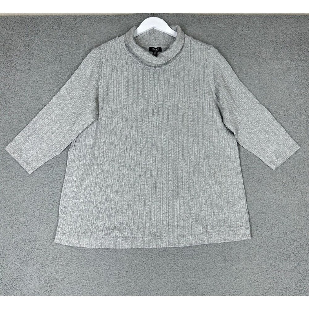NEW Jones New York Women's 1X Sweater Turtleneck 3/4 Sleeves Stretch Cable Knit